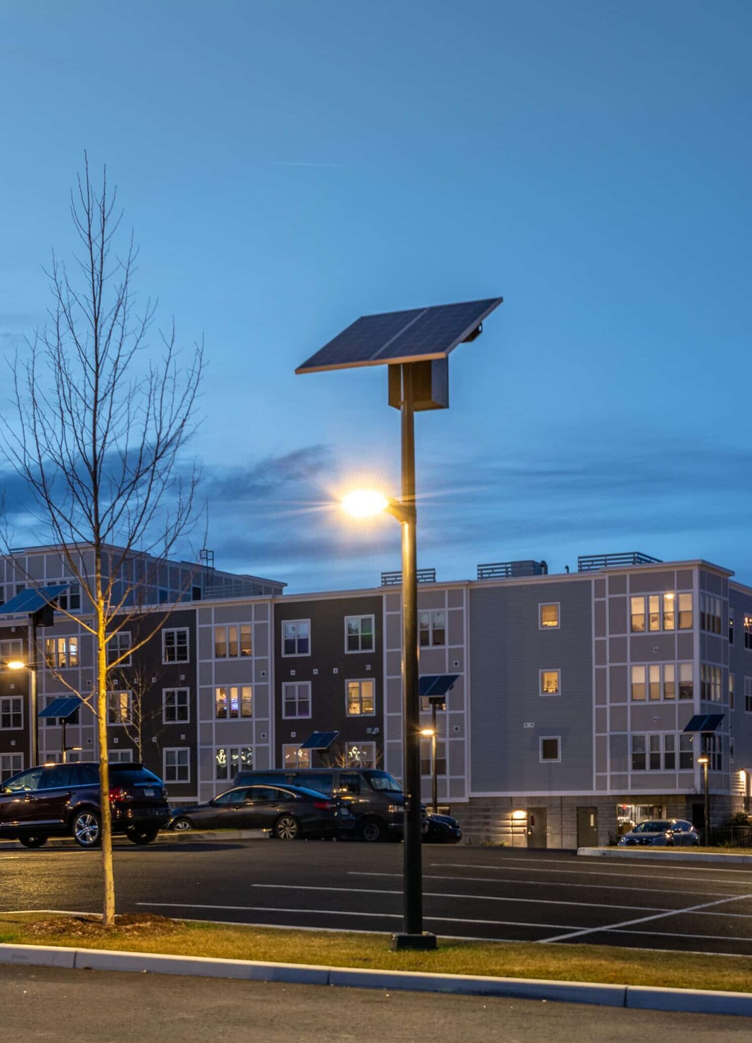multi unit building with solar light
