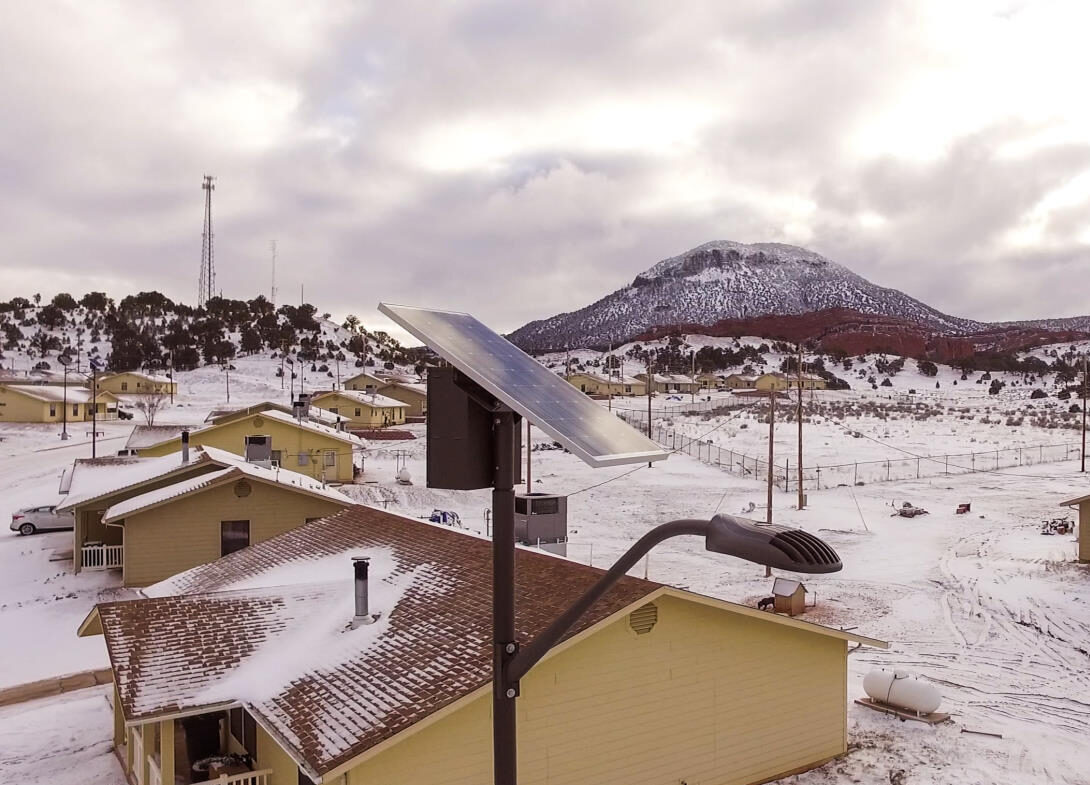 Navajo community in the snow