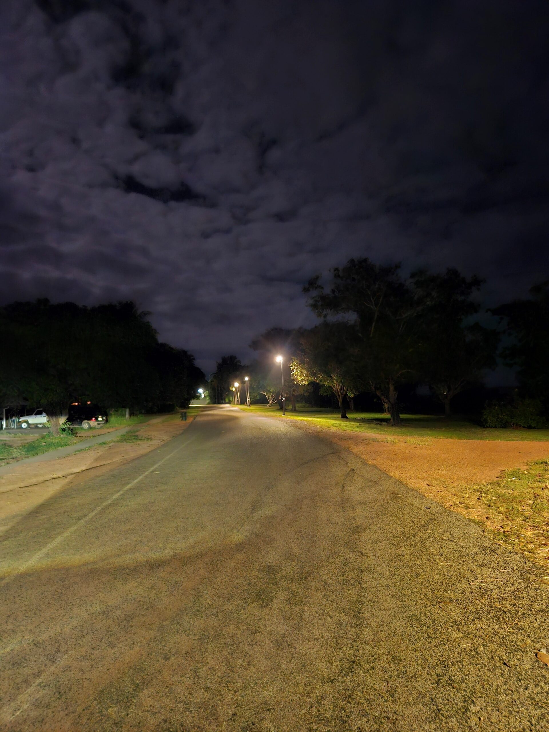 solar street lighting along a road in Napranum Aboriginal Shire