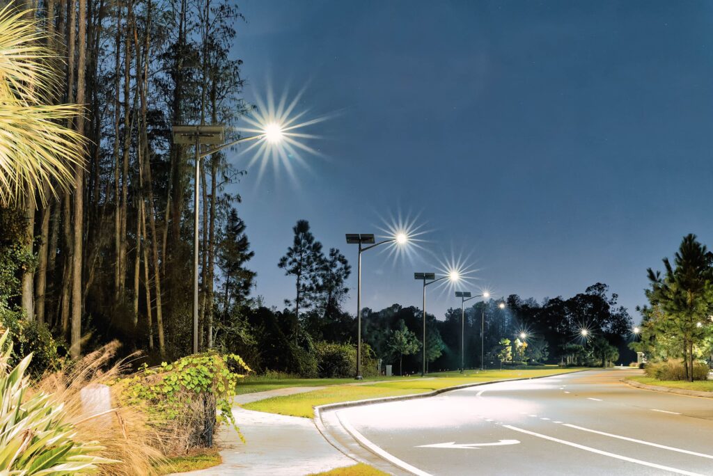 road lighting by solar-powered