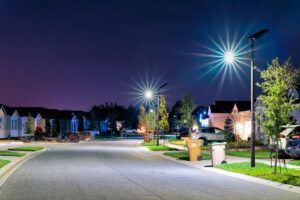 Residential area with solar street lighting