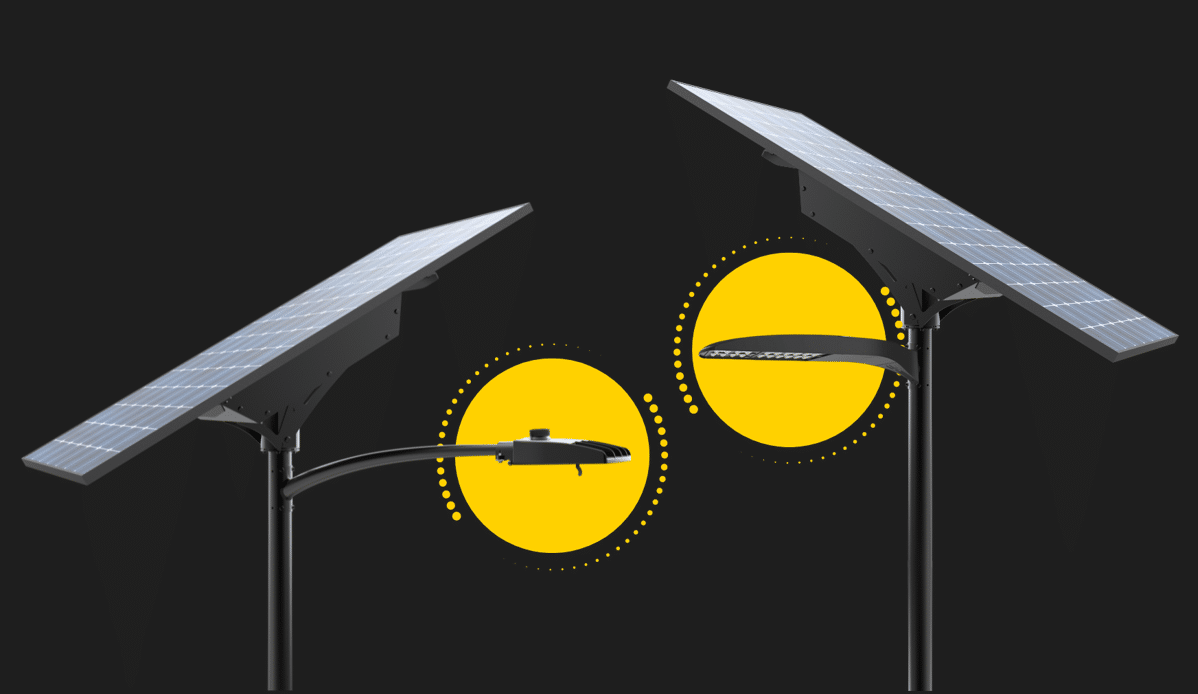 image of two EverGen solar lgihts with different Acuity fixtures